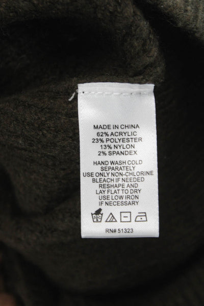 CeCe Women Pullover Sweater Green V-Neck Long Sleeve Acrylic Blend Size L