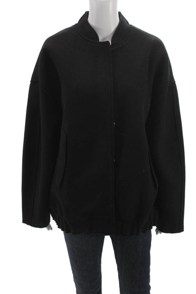 Zara Womens Basic Jacket Black Polyester Long Sleeve Button Size M