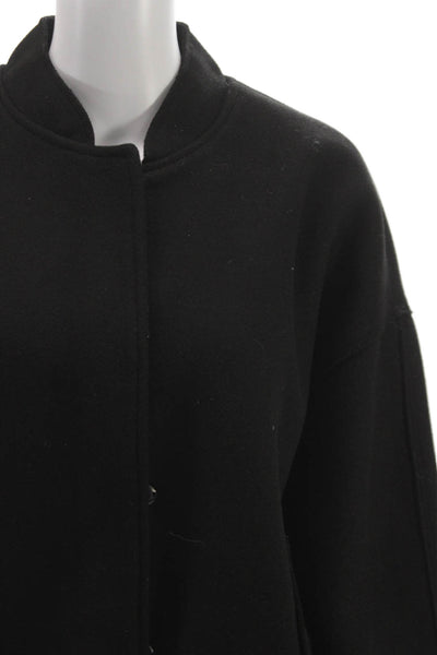 Zara Womens Basic Jacket Black Polyester Long Sleeve Button Size M