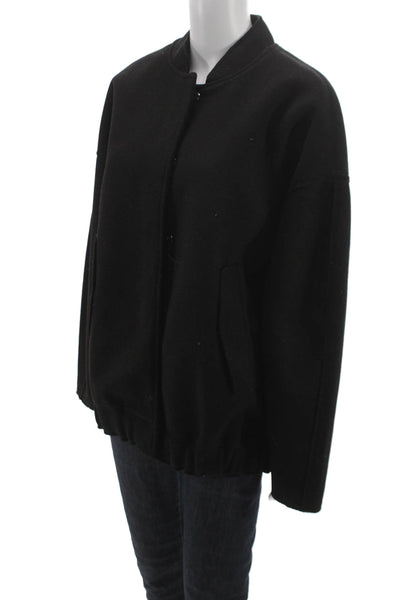 Zara Womens Basic Jacket Black Polyester Long Sleeve Button Size M