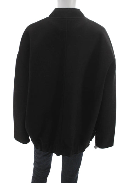 Zara Womens Basic Jacket Black Polyester Long Sleeve Button Size M