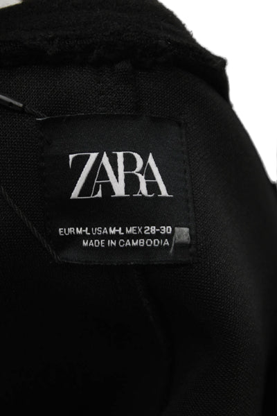 Zara Womens Basic Jacket Black Polyester Long Sleeve Button Size M