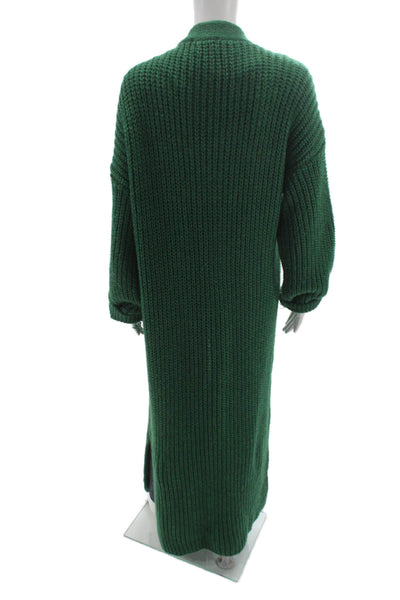 Iris Womens Cardigan Green V Neck Pullover Bohemian Long Sleeve Size One Size