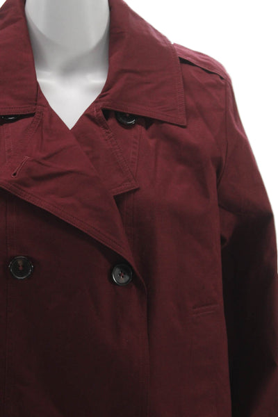 Cynthia Rowley Womens Red Pea Coat Button Closure Long Sleeve Size L