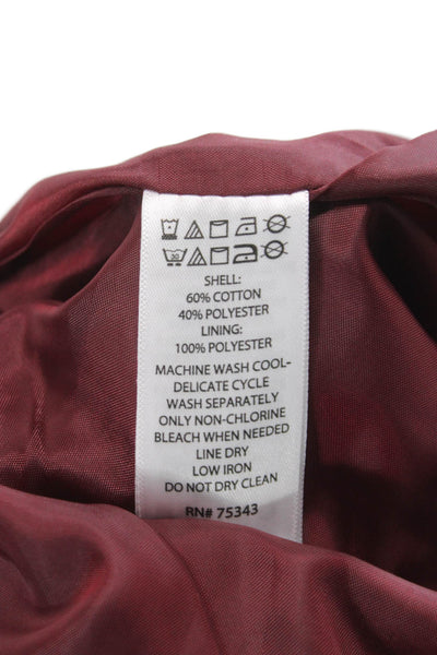 Cynthia Rowley Womens Red Pea Coat Button Closure Long Sleeve Size L