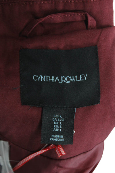 Cynthia Rowley Womens Red Pea Coat Button Closure Long Sleeve Size L
