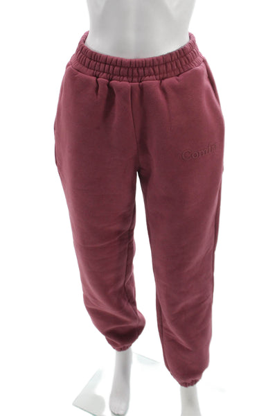 Comfrt Womens Jogger Pants Red Cotton Pull On Solid Fall Size S