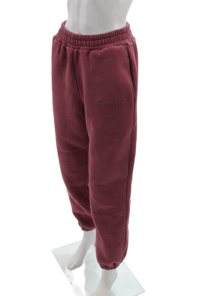Comfrt Womens Jogger Pants Red Cotton Pull On Solid Fall Size S