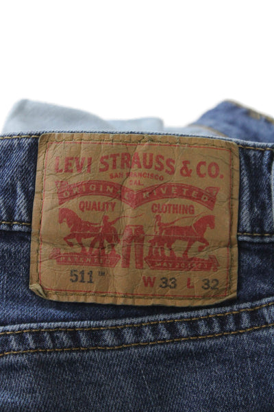 Levis Men Tapered Jeans Blue Cotton Button Fly Size 33