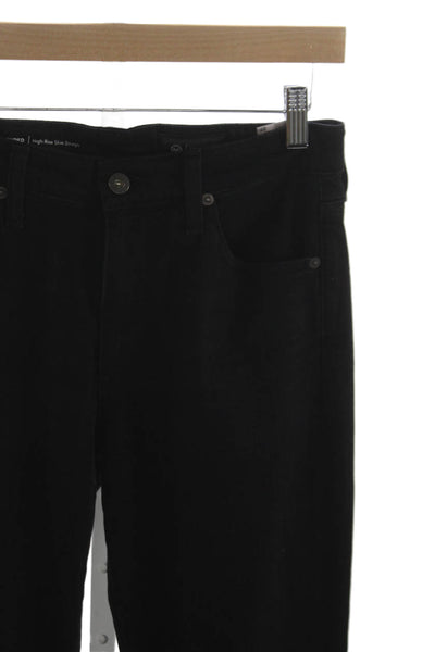 AG Adriano Goldschmied Women Straight Black High Rise Cotton Jeans Size 27