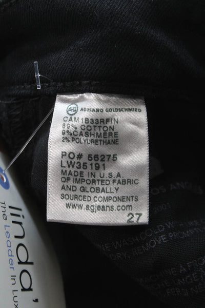 AG Adriano Goldschmied Women Straight Black High Rise Cotton Jeans Size 27