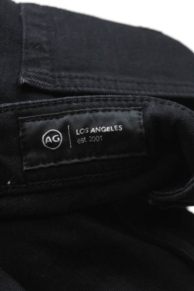 AG Adriano Goldschmied Women Straight Black High Rise Cotton Jeans Size 27
