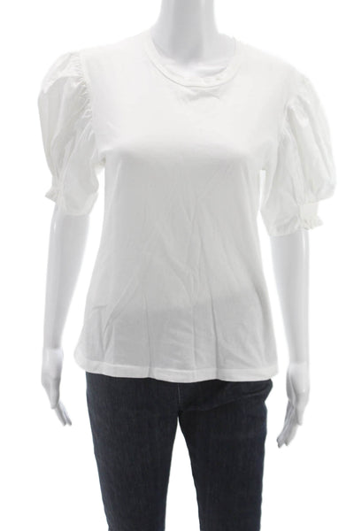 A.L.C. Womens White Cotton Crew Neck Basic T-Shirt Short Sleeve Size S