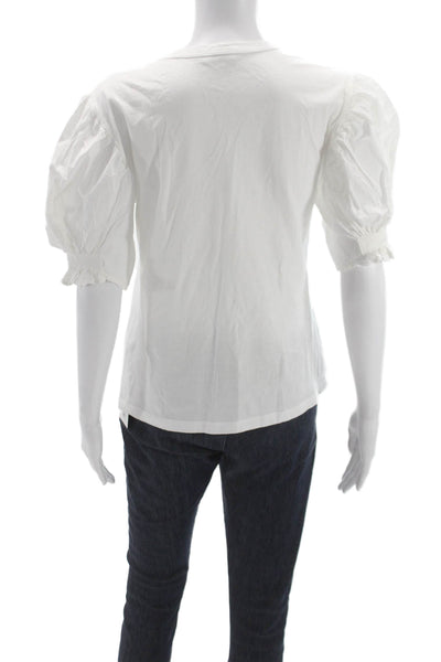 A.L.C. Womens White Cotton Crew Neck Basic T-Shirt Short Sleeve Size S