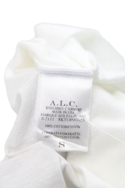 A.L.C. Womens White Cotton Crew Neck Basic T-Shirt Short Sleeve Size S