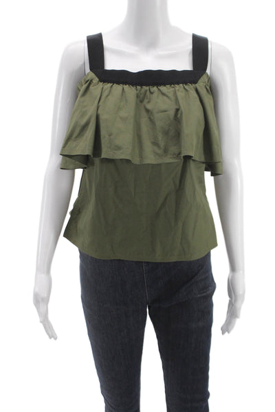 Grey Jason Wu Women Camisole Green Cotton Off Shoulder Sleeveless Size 4