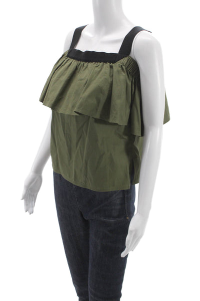 Grey Jason Wu Women Camisole Green Cotton Off Shoulder Sleeveless Size 4