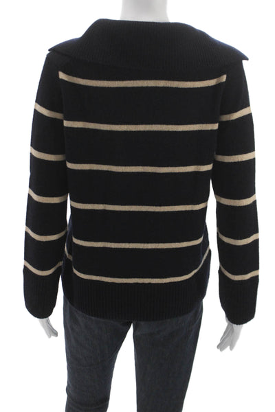 Vince Womens Collared Striped Wool Cashmere Pullover Sweater Navy Size XS