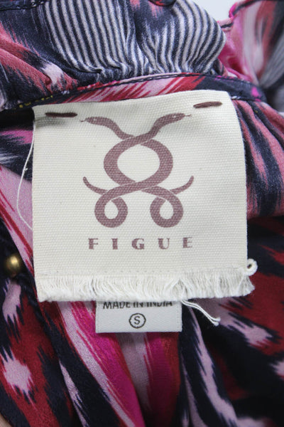 Figue Womens Multicolor Viscose Halter Laceup Geometric Sleeveless Blouse Size S
