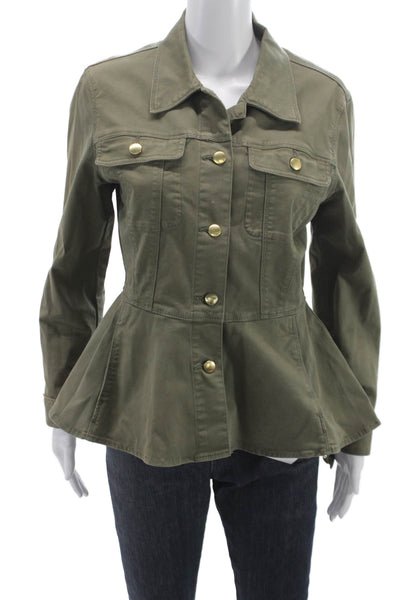 Frame Denim Womens Military Jacket Green 98% Cotton Button Size M