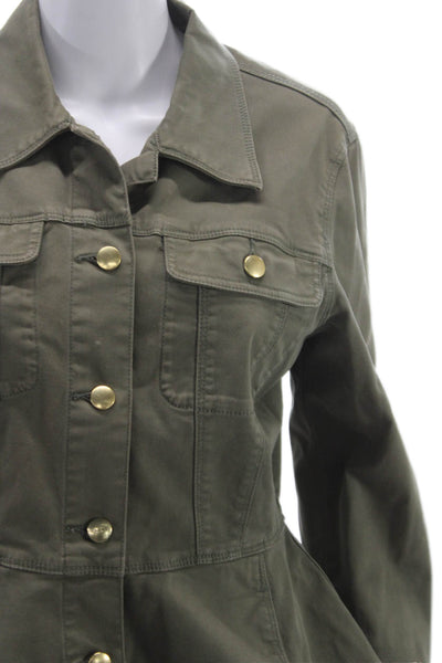 Frame Denim Womens Military Jacket Green 98% Cotton Button Size M