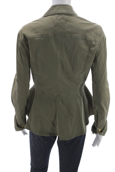 Frame Denim Womens Military Jacket Green 98% Cotton Button Size M