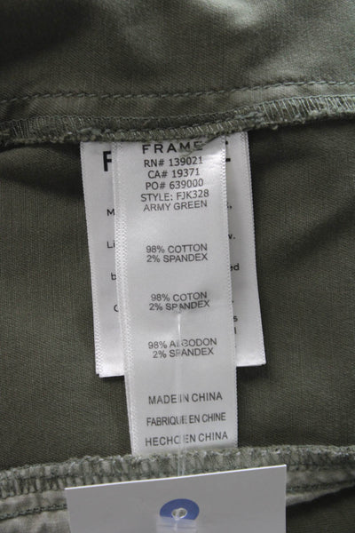 Frame Denim Womens Military Jacket Green 98% Cotton Button Size M