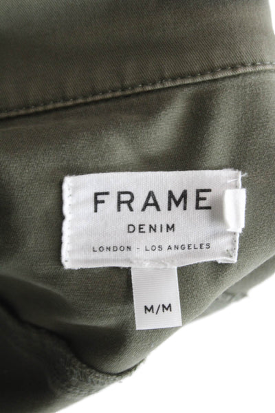 Frame Denim Womens Military Jacket Green 98% Cotton Button Size M