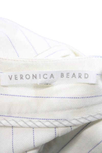 Veronica Beard Womens Cropped Striped White Lace Up Pants Size 4