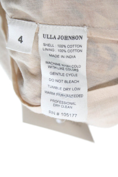 Ulla Johnson Women Mini Floral Cotton High Neck Long Sleeve Dress Size 4