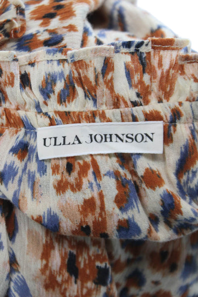 Ulla Johnson Women Mini Floral Cotton High Neck Long Sleeve Dress Size 4