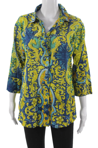 Antica Sartoria By Giacomo Cinque Unisex Adults Blue Cotton Button Down Size XL