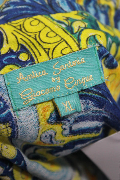 Antica Sartoria By Giacomo Cinque Unisex Adults Blue Cotton Button Down Size XL