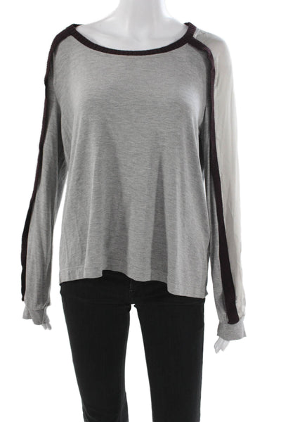 TCEXENCE Womens Gray Basic Viscose Round Neck Long Sleeve T-Shirt Size 12