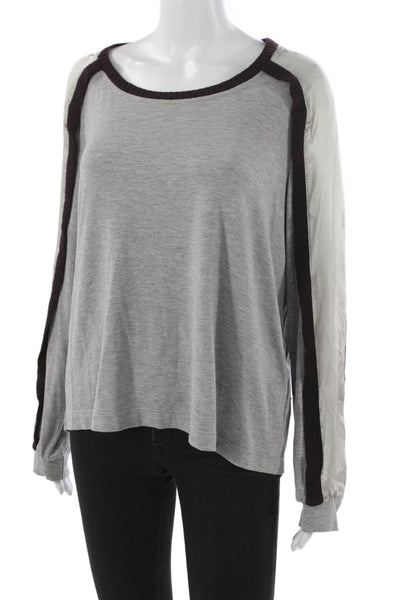 TCEXENCE Womens Gray Basic Viscose Round Neck Long Sleeve T-Shirt Size 12