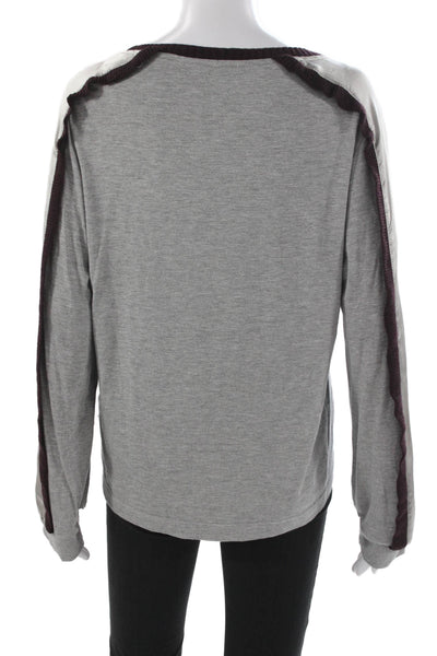 TCEXENCE Womens Gray Basic Viscose Round Neck Long Sleeve T-Shirt Size 12