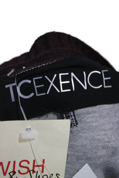 TCEXENCE Womens Gray Basic Viscose Round Neck Long Sleeve T-Shirt Size 12