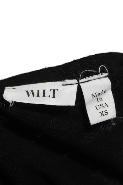 Wilt Womens Black Basic 100% Cotton Crew Neck Long Sleeve T Shirt Size XS