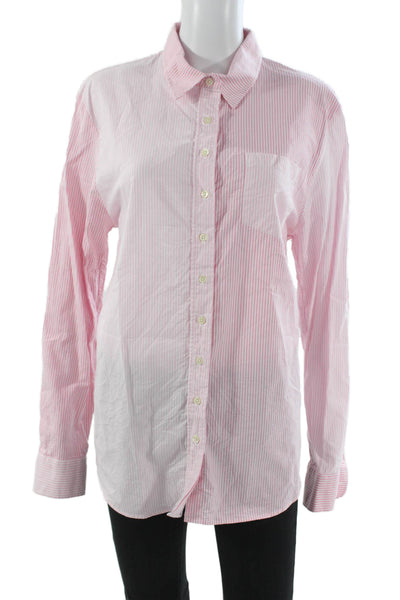 The Shirt Womens Pink Striped Collared Button-Up Long Sleeve Cotton Size L