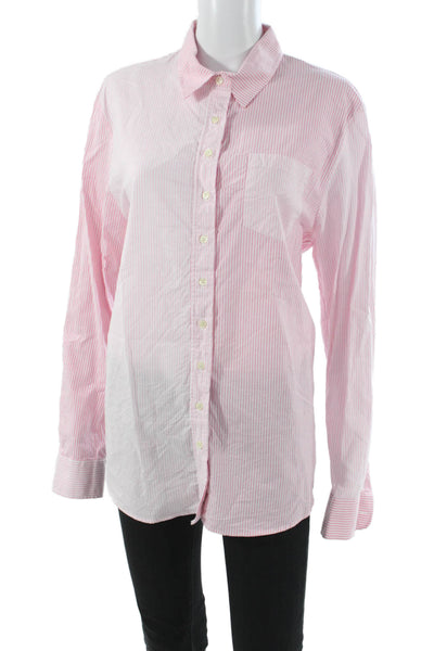 The Shirt Womens Pink Striped Collared Button-Up Long Sleeve Cotton Size L