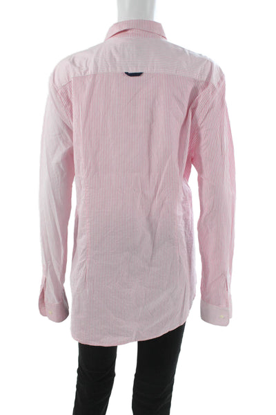 The Shirt Womens Pink Striped Collared Button-Up Long Sleeve Cotton Size L