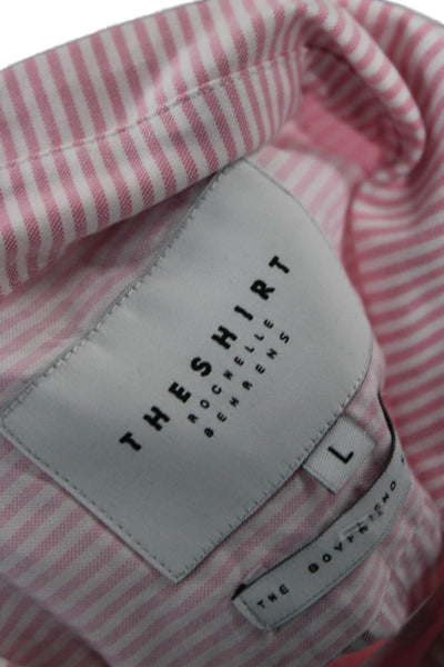 The Shirt Womens Pink Striped Collared Button-Up Long Sleeve Cotton Size L