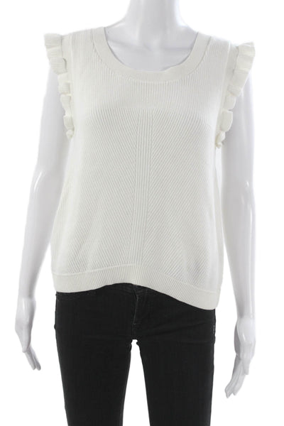 Caballero Collection Women Basic Sleeveless Cotton Tank White Size L