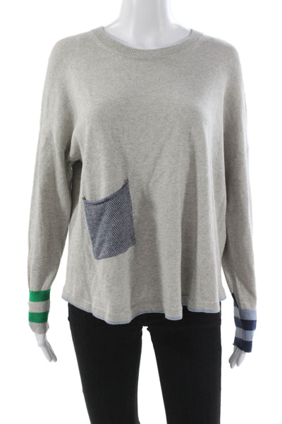 Zaket & Plover Womens Gray Geometric Cashmere Blend Pullover Sweater Size M