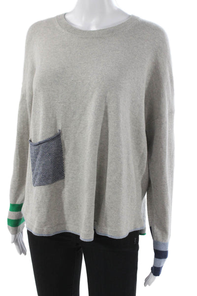 Zaket & Plover Womens Gray Geometric Cashmere Blend Pullover Sweater Size M
