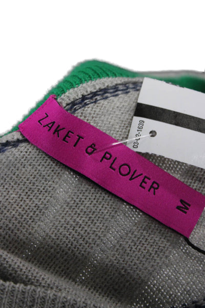 Zaket & Plover Womens Gray Geometric Cashmere Blend Pullover Sweater Size M