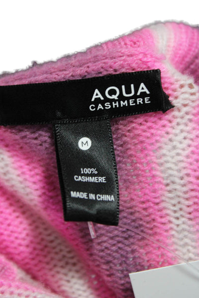 Aqua Cashmere Women Pink Tie Dye Cashmere Crewneck Pullover Size M