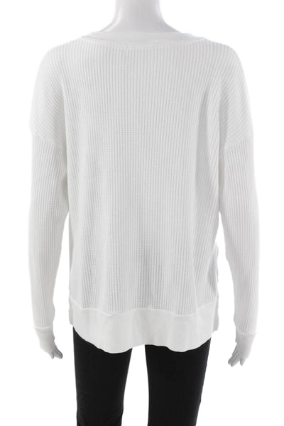 Stateside Womens Henley Pullover Long Sleeve White Supima Cotton Modal Size L