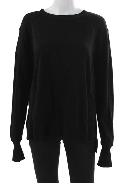Sweaty Betty Women Pullover Sweatshirt Black Cotton Crew Neck Long Sleeve Size L