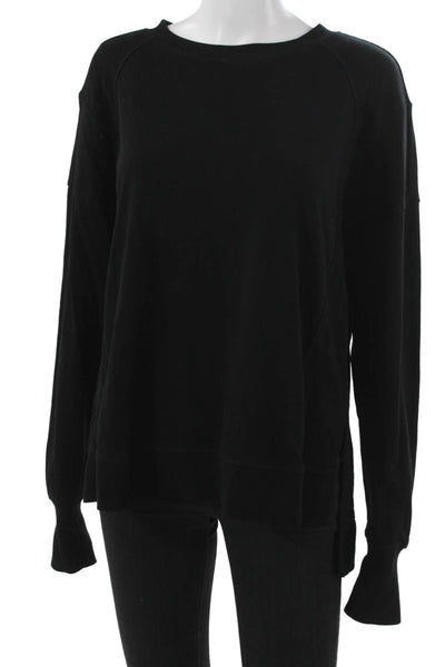 Sweaty Betty Women Pullover Sweatshirt Black Cotton Crew Neck Long Sleeve Size L